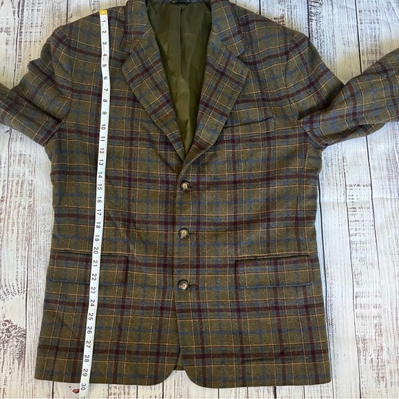 Vintage Gap Best Basic Blazer Plaid Check Wool Blend Sport Coat Olive Green M* - Picture 11 of 12